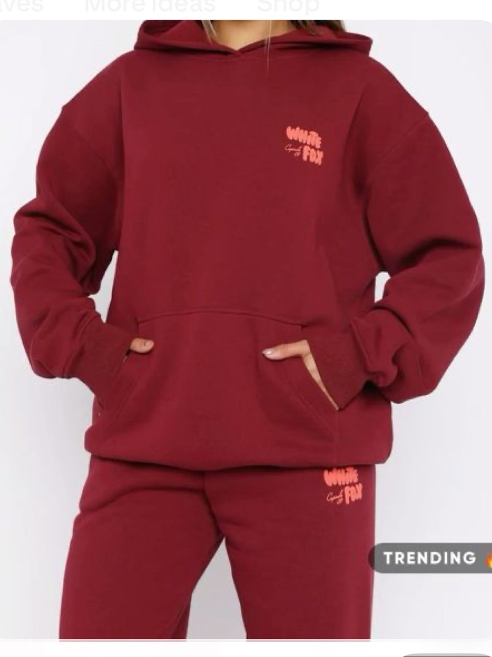 White fox authentic sweatsuit hoodie & joggers burgundy w neon women’s xs
